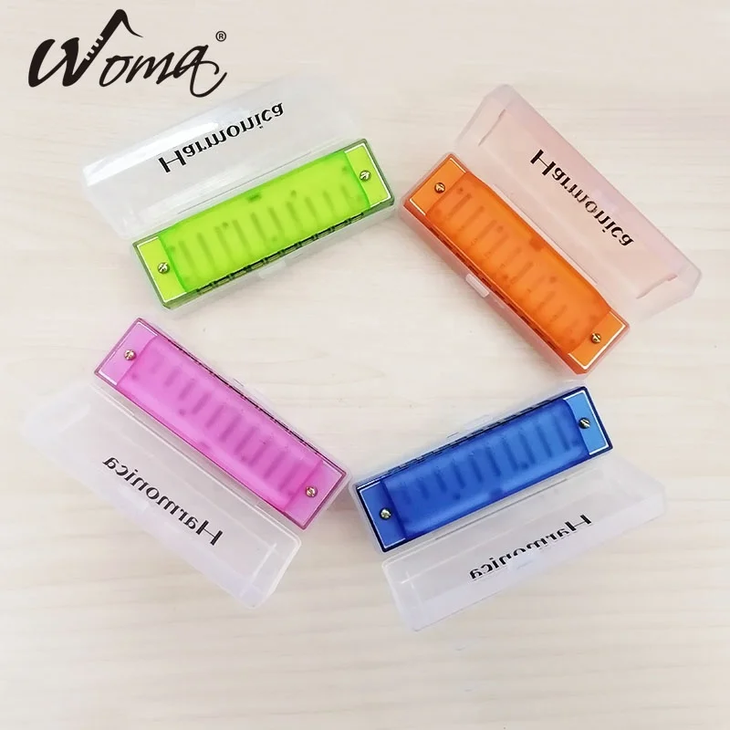 Cheap Musical Instrument Toys For Kids With Plastic Box 10 Tone Color Harmonica