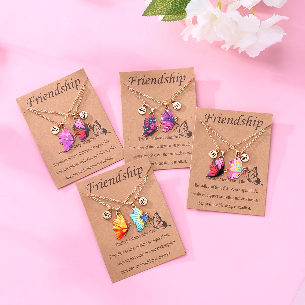 Модное ожерелье BFF яркое эмалированное ожерелье-бабочка ювелирные изделия для сестры с подвеской-бабочкой в европейском стиле