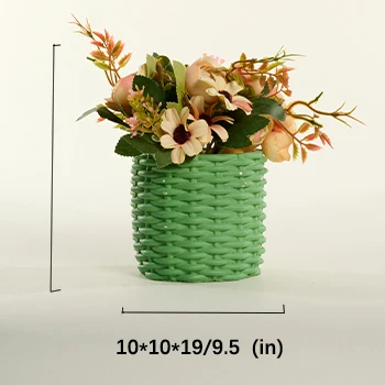 Искусственные цветы в современном бетонном горшке, Современный домашний декор, искусственная зелень в горшке