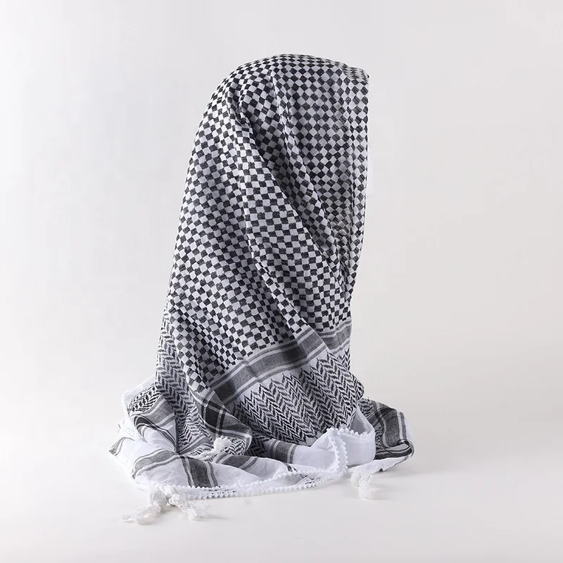 Black plaid Hiking shimagh Shemagh arab scarf Desert kuffiyeh palestine keffiyeh Wrap 130*130cm Islamic Mens Square Scarf Unisex