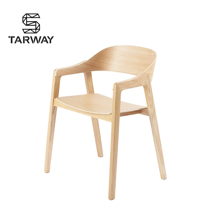 Hot Sale Hotel Restaurant Wholesale Nordic Upholstered Dining Chair Pu Leather Wooden Dining Armchair