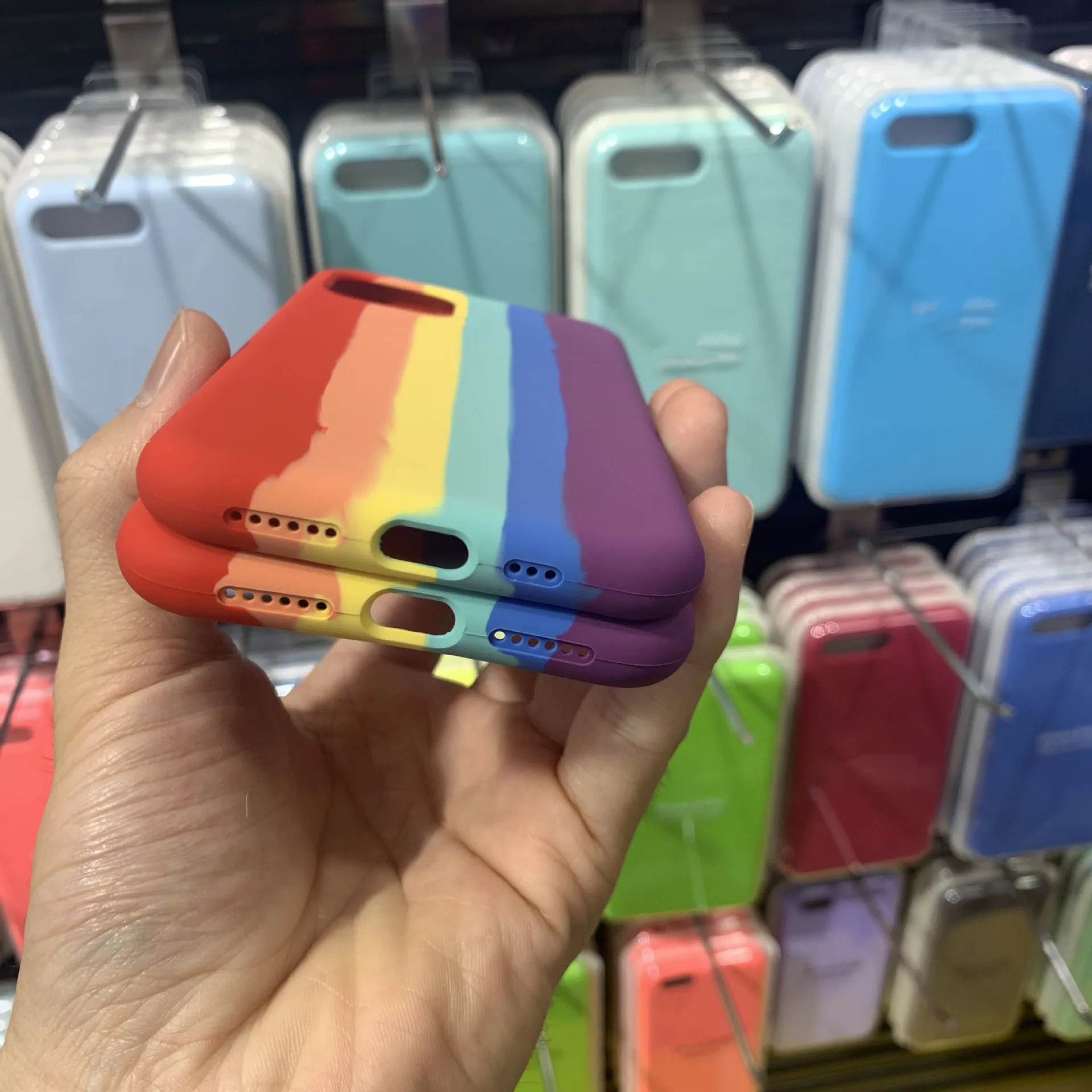 Fashion Rainbow silicone phone Case Cheap Protective case Colorful Series Mobile Silicone Phone Case