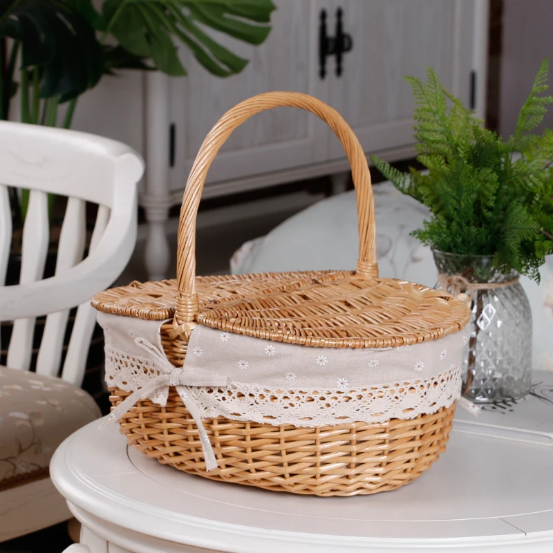 Simple Storage Bins Box Storage Tote Weave Basket Plastic Rattan Wicker Storage Basket