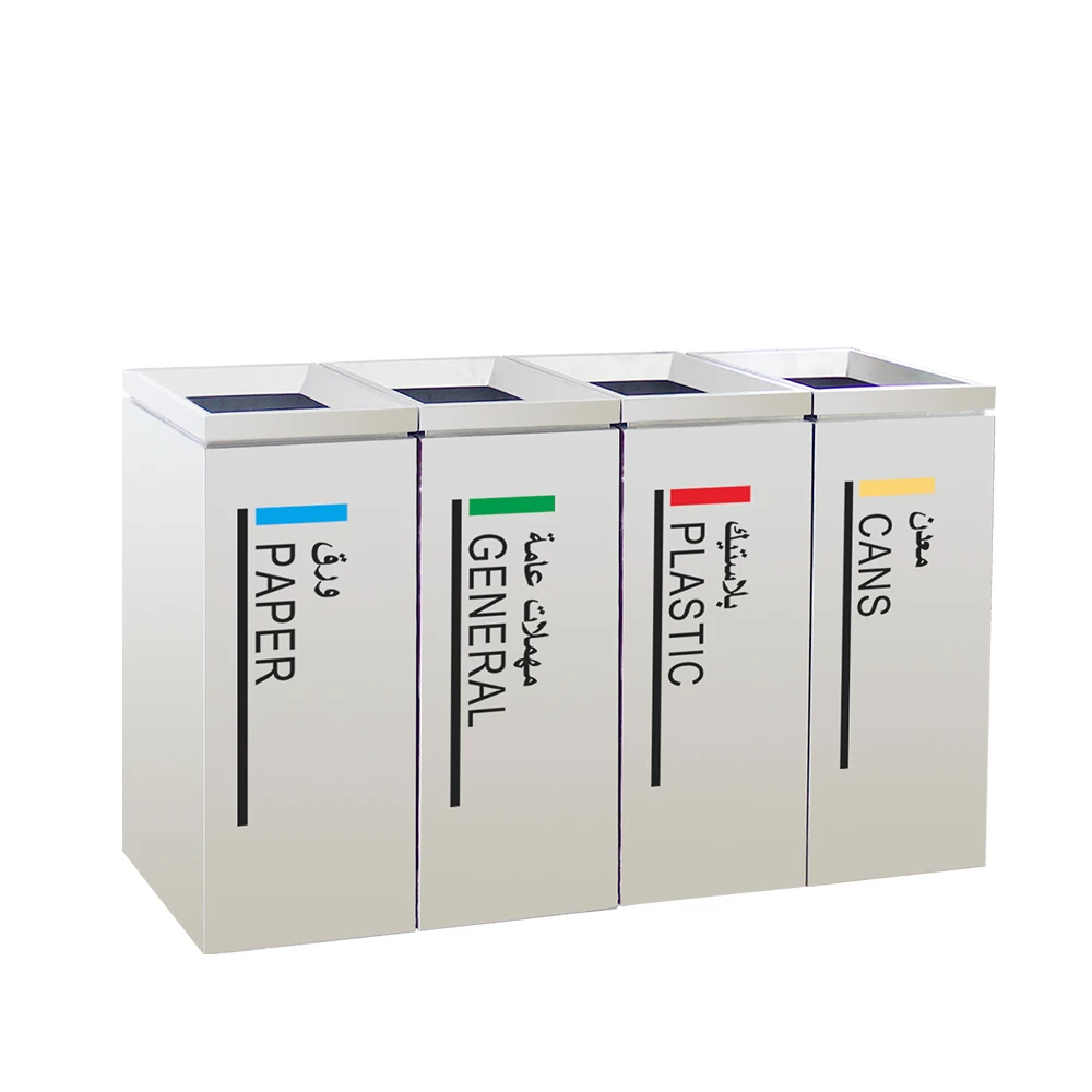 Advertising Bin Metal Stainless Steel MAX-HB62A Indoor Can Storage Bucket Recycling Open Top Pressing TYPE Rectangular Stocked