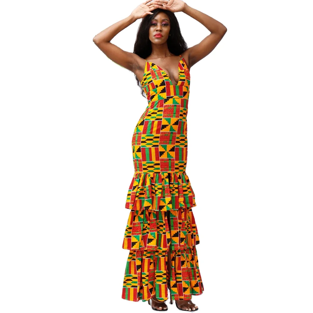 African Print Wrap Dress African Dresses Women Lady elegant Dresses