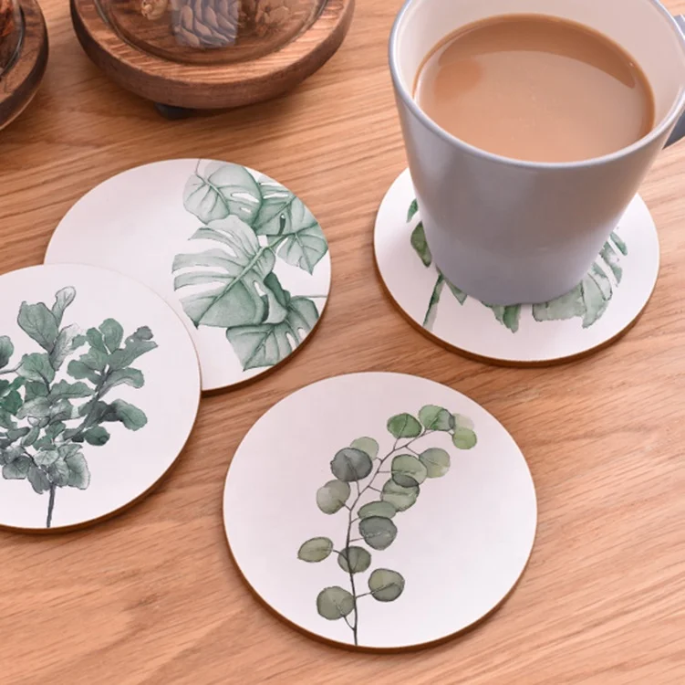 Wholesale OEM/ODM Cork Back Wooden MDF Coaster Logo Custom Wood Printed Coasters