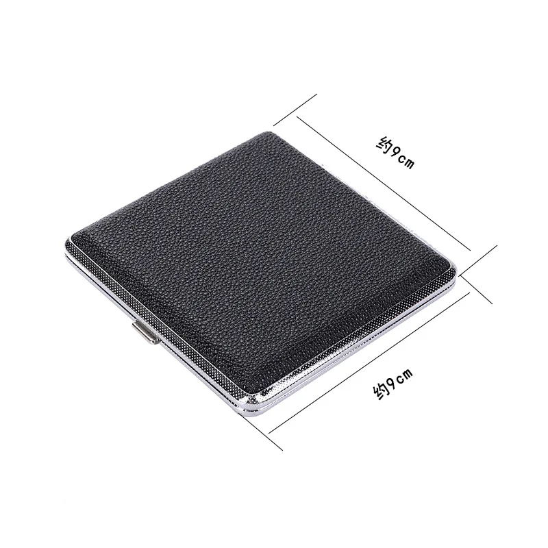 Original factory 20pcs capacity portable ultra-thin black leather cigarette case personality lengthened cigarette case