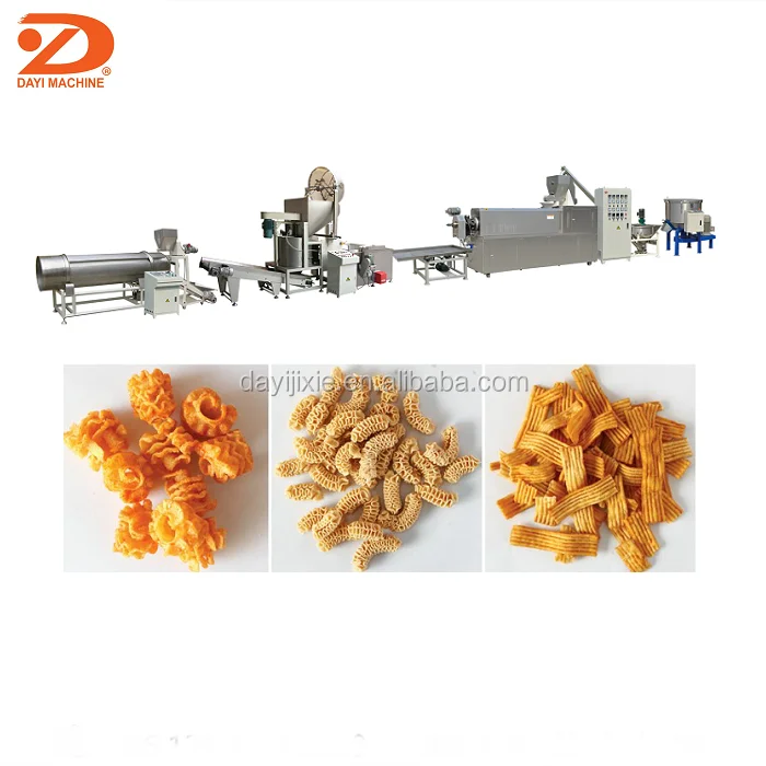 fried snacks extruder making machine wheat flour frying snacks production line wheat flour fried snacks production line