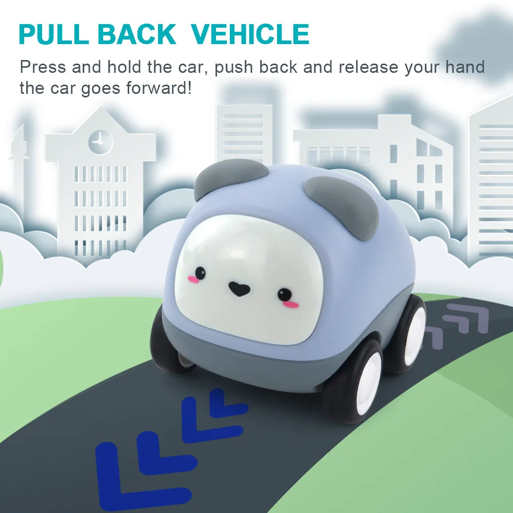 Most popular cute Mini Newest factory children pull back toy car kids cartoon animal pull back car toy for gift