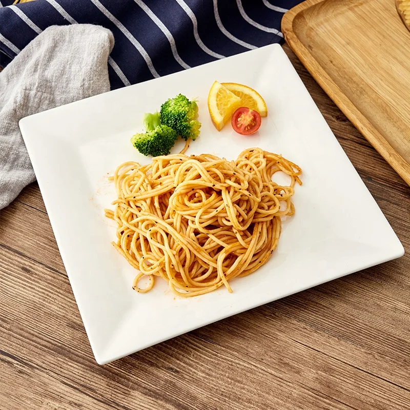 10 inch elegant white ceramic tableware dish porcelain square flat charger plate