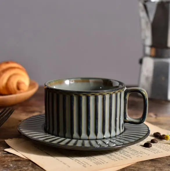 Practical low price Top Selling New Design Ceramic Coffee Cup Coffee Mug  Vintage Teacup and Saucer For Cafe Restaurant Home Hotel