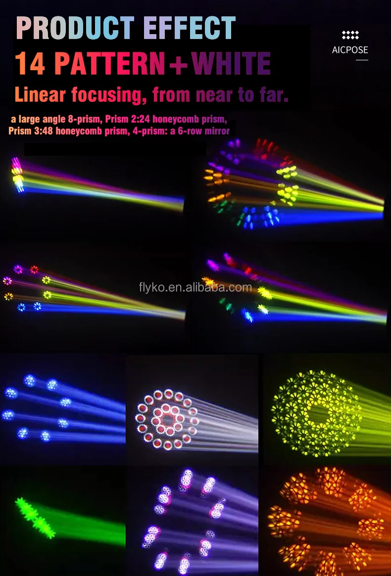 300W LED Moving head Lights aperture lens king sharpy beam13 Colors 14 Patterns Led Ring Prism King Stage Light