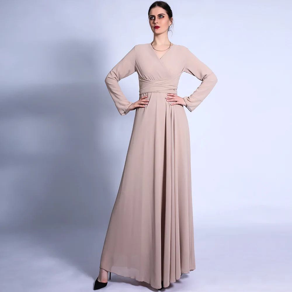 Chiffon islamic clothing best selling monsoon long sleeve maxi dresses women muslim formal party dress for women dubai