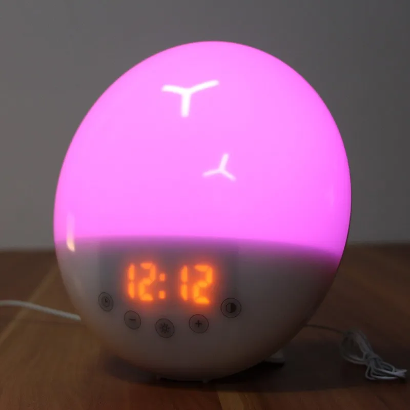 Sunrise Alarm Clock Wake Up Light Kids Hatch Clock Digital  Clocks with Snooze 7 Color Night Light