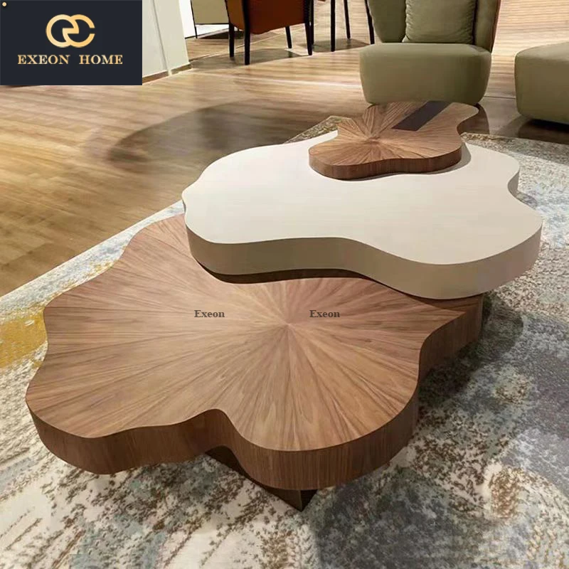 New Italian light Luxury Cloud Shaped Wooden Tea Table Home Room Creative Luxury Tea Table