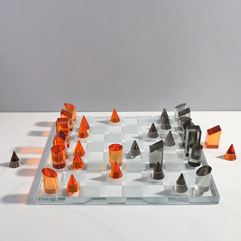 Luxury 15 Inch Chess Transparent Crystal Pieces International Square Chess Board Set