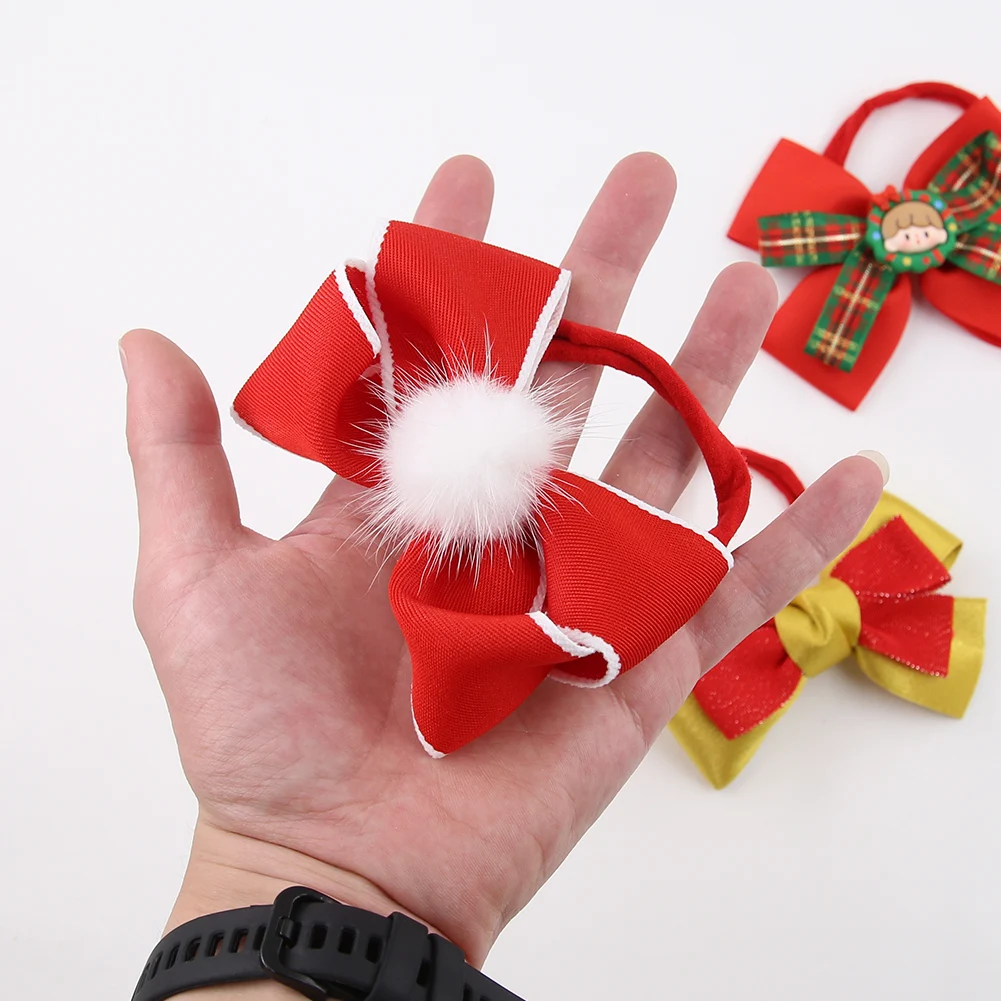 Hot Sell Baby Red Headband Christmas Nylon Hairbows Custom Print Hair Bands New Year Photography Supplies