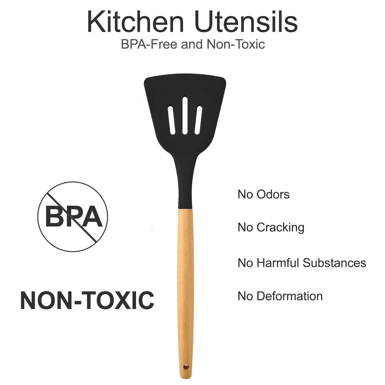 24PCS Kitchen Utensils Set, 2024 Cookware Wooden Handle Silicone Turner Tongs Spatula Spoon With Bucket