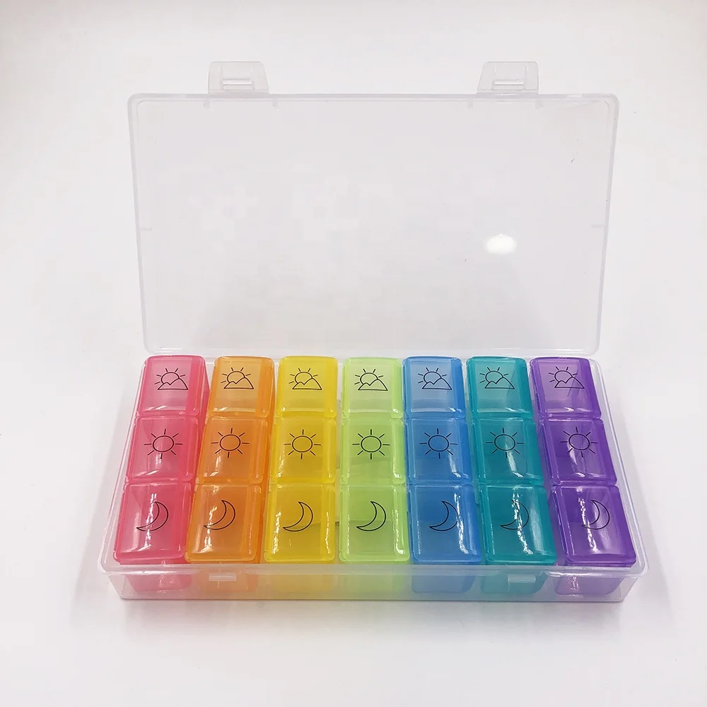 Pill Box 7 Day Pill Organiser 3 Times a Day - Weekly Tablet Box Pill Box Organiser with 21 Compartments for Vitamins