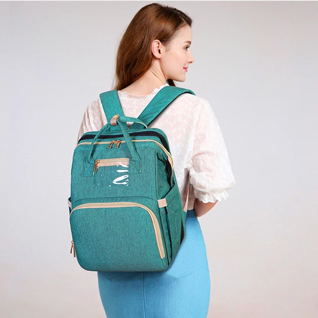 
diaper bag with baby changing bed custom LOGO multifunction waterproof usb mommy diaper backpack bag 