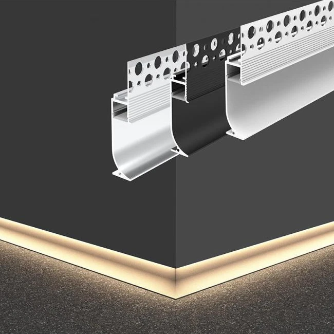 2022 W70*H14 Gypsum skirting line Recessed led Aluminium Profile for Architectural linear strip Lighting With PC Diffuser