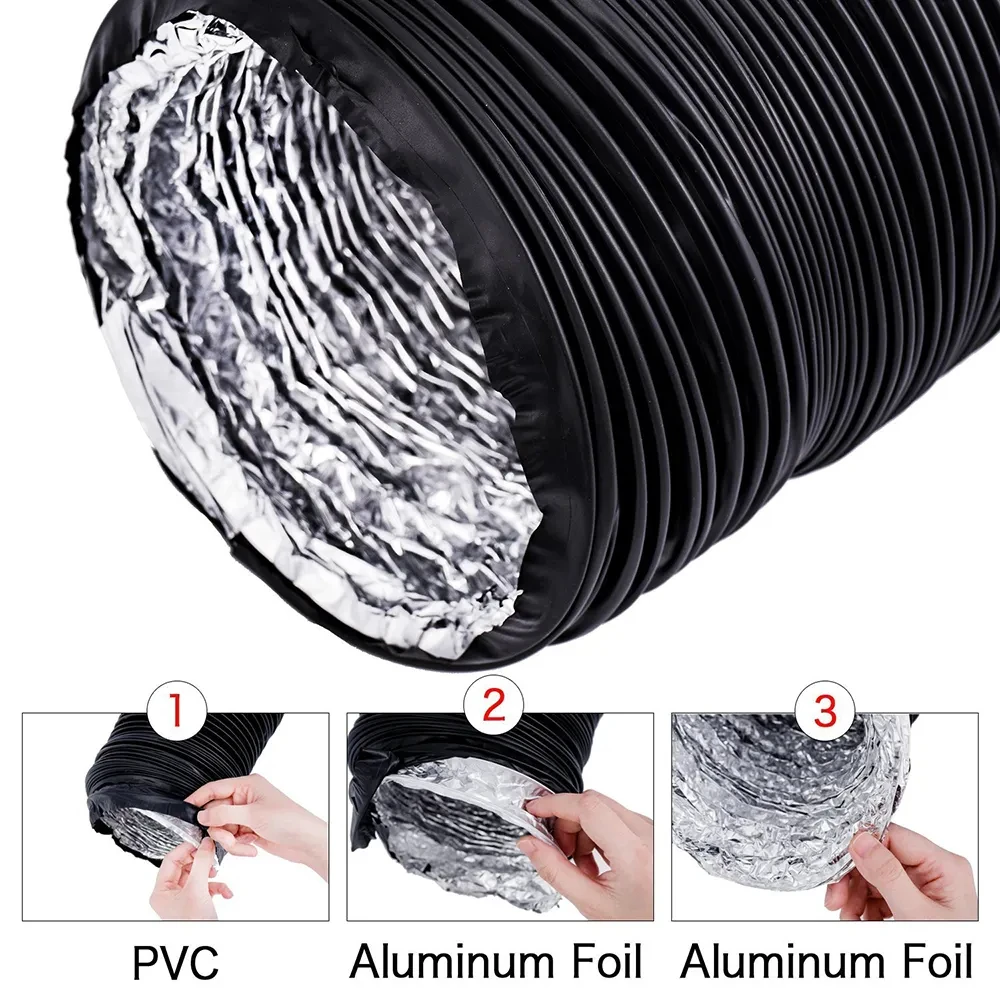 2024 US Stock Black Ducting 12 Inch Combi PVC Ventilation Air Hose Ducting For Ventilation