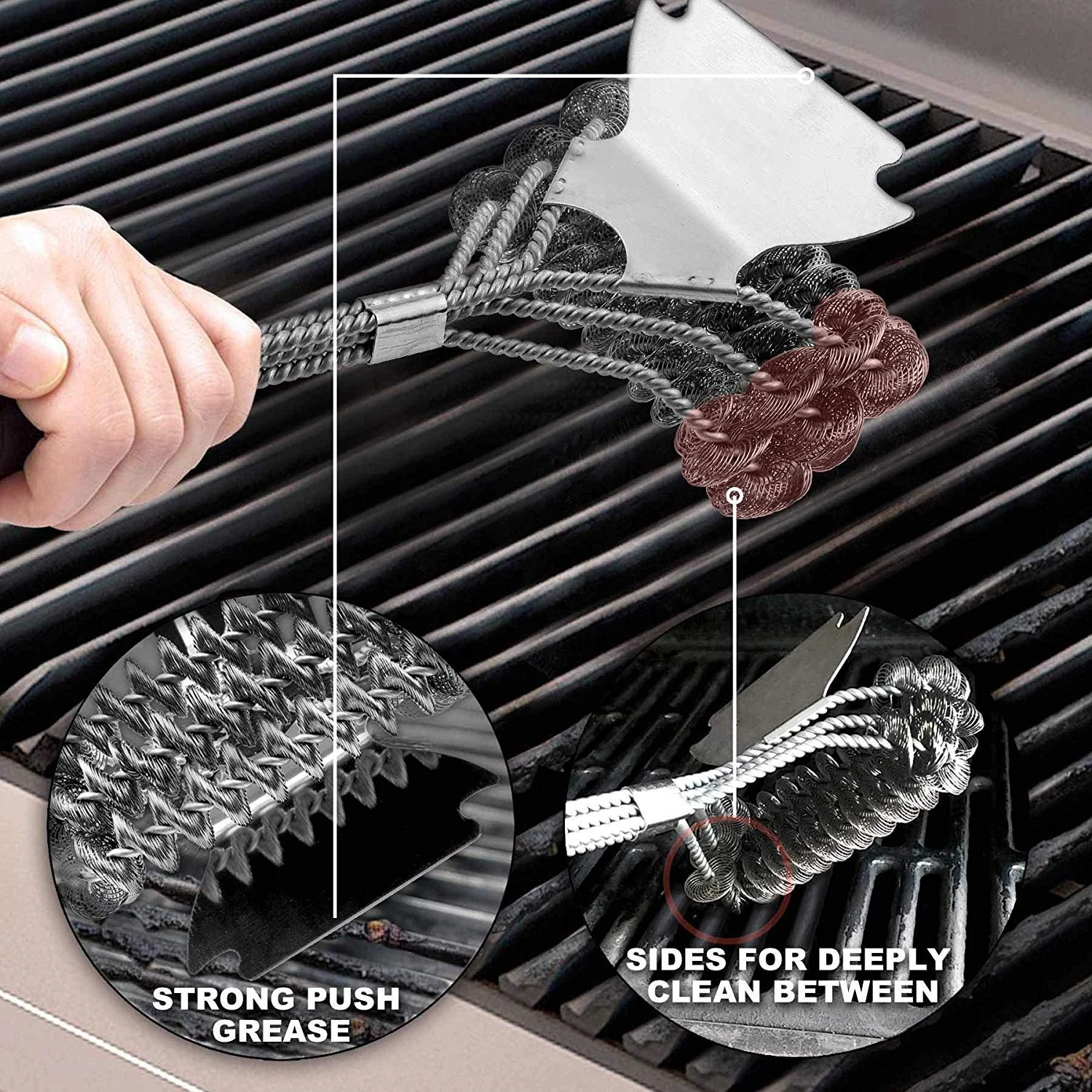 Strong Bbq Wire Stainless Steel Cleaning Grill Brush Scraper Tool Barbecue Steel Wire Grilling Bbq Brush Cleaner