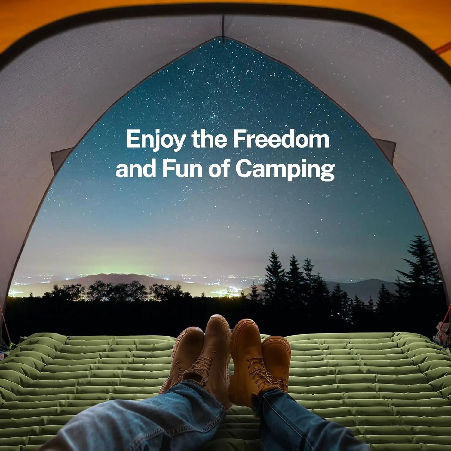 Double Size Inflatable Mattress Air Bed Sleeping Pad With Built In Pillow Electric Pump For Camping Home Travel