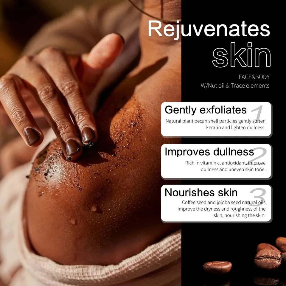 beauty salon custom scrubs coffee & brazilian nut face lightening remove dullness exfoliating foaming body scrub