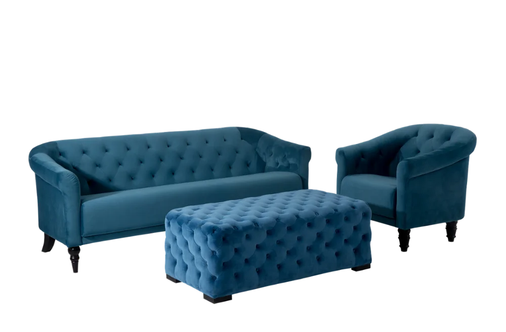 Элегантный мягкий синий бархатный диван Nisco Chesterfield с эффектом памяти