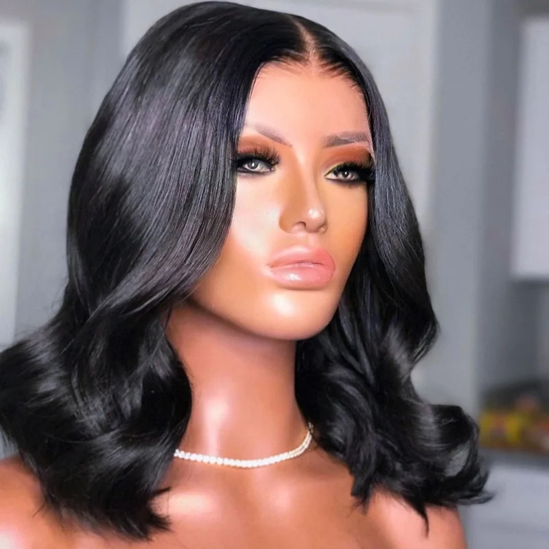 Cutsomised 4*4 Closure Wig Body Wave Virgin Human Hair Lace Wig With Preplucked Raw Indian Hair