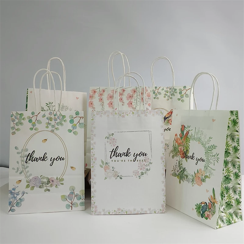 22*27*11cm Thank You Gift Bags Kraft Paper Candy Cookies Packing Bag Wedding Gift For Guest Birthday Wedding Party Decoration