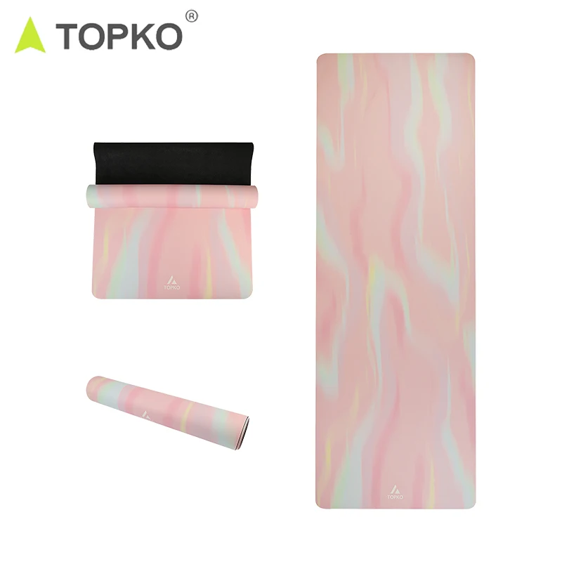 TOPKO Custom Logo From 50pcs New Design Printing Colorful PU Rubber Yoga Mat Fitness Non-slip Natural Mats