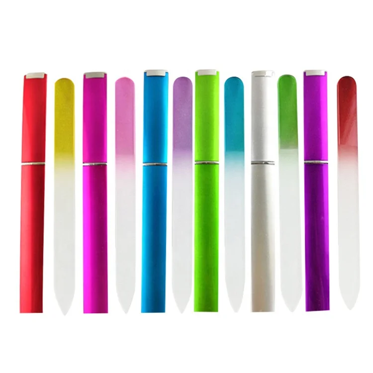 Colorful Crystal Glass Nail File With Case Nail Files Manicure Pedicure Grooming For Professional Finger Nail Files