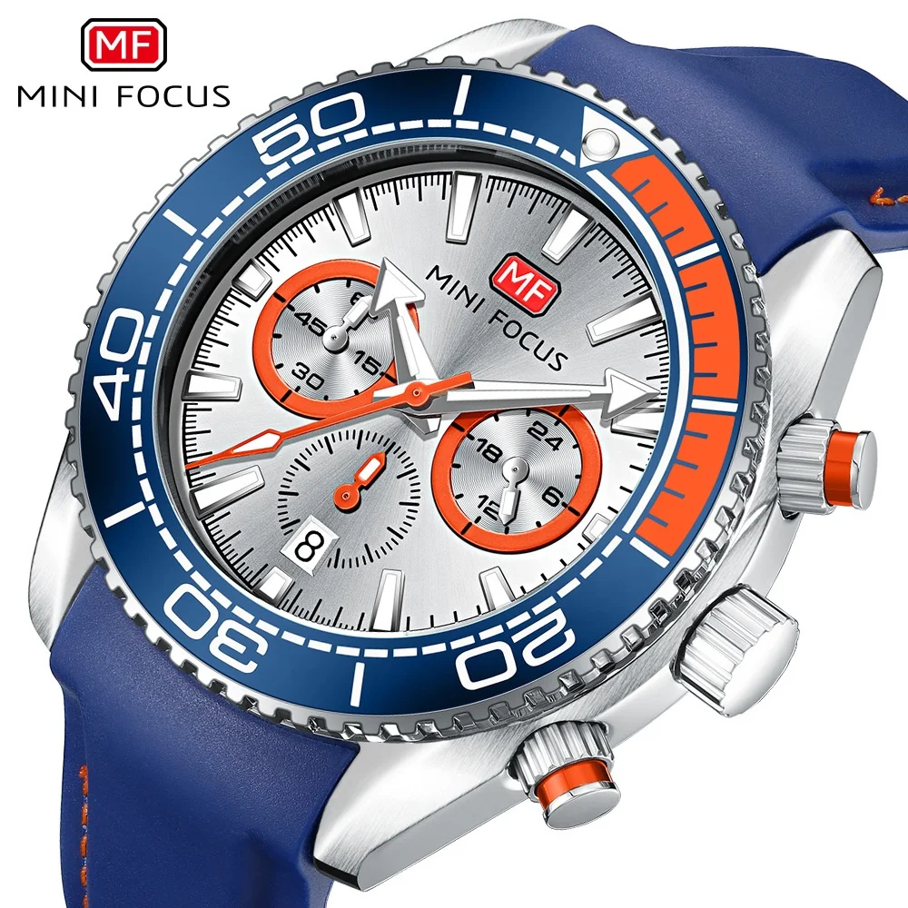 MINI FOCUS MF0426G Casual Fashion Racing Sports Wrist Watch For Men Luxury Business Ratchet Wristwatch Leather Watch Gift Set