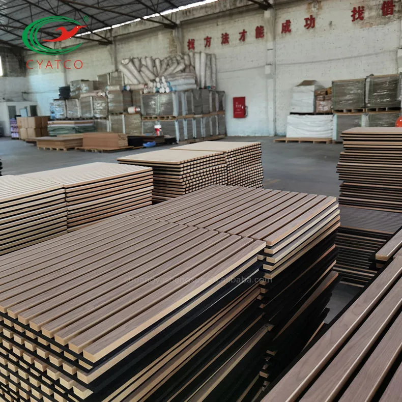 Wholesale Fireproof wood slat panels akustik panel akoestische slat wall panel for decoration
