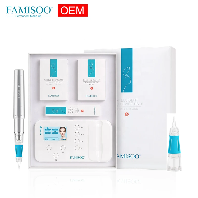 FAMISOO N6III custom OEM logo professional Permanent Makeup pen MTS&PMU Digital Machine lips pmu device for eyebrow