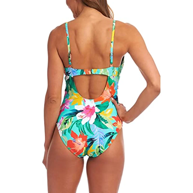 Custom digital sublimated printing polyester spandex women one piece bikini swimsuit
