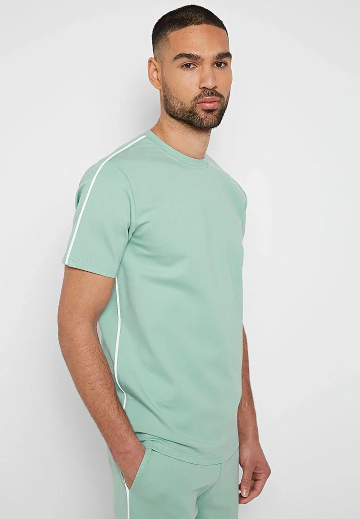 
Custom Two Piece Short Set Cotton White Stripe Jogging Suit for Men Two Piece Short Set Muscle Running Short Set 