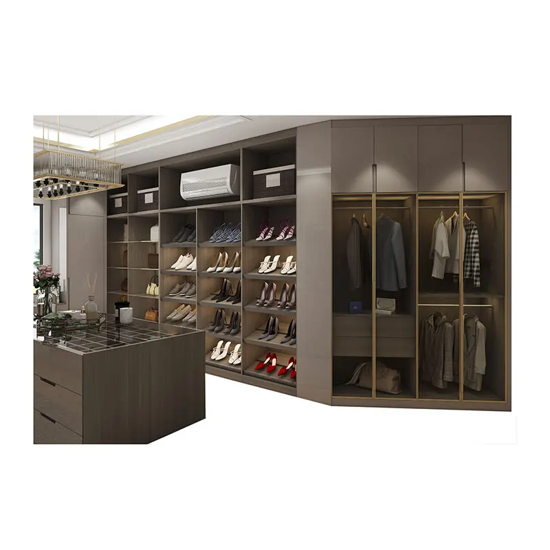 Modern panel furniture in knock-down combination wardrobe Box type furniture Bedroom suite glass cabinet