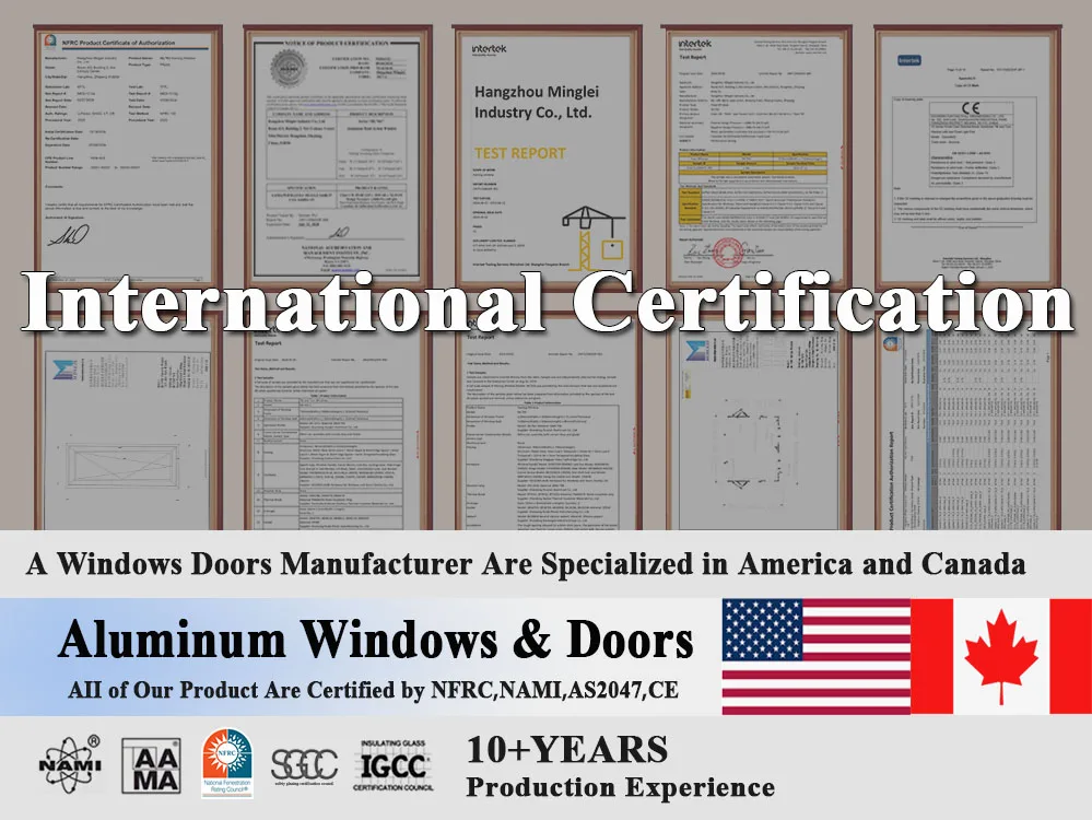 Minglei NFRC double glazed insulated aluminium glass casement windows design energy efficiency aluminum window