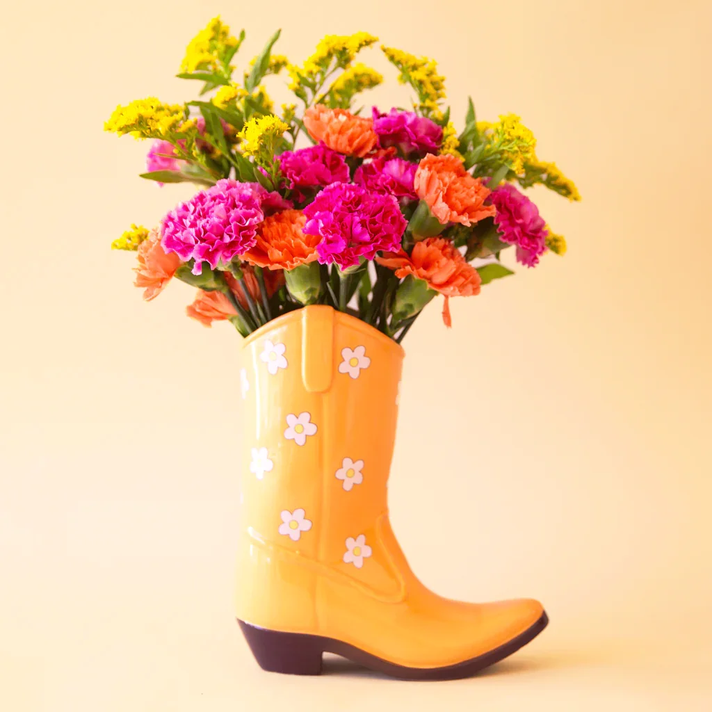 Novel Ceramic Cowboy Boot Vases Boot-shaped Vases for Flowers Vases Decor Big Perfect Vessel for Gifting Flowers