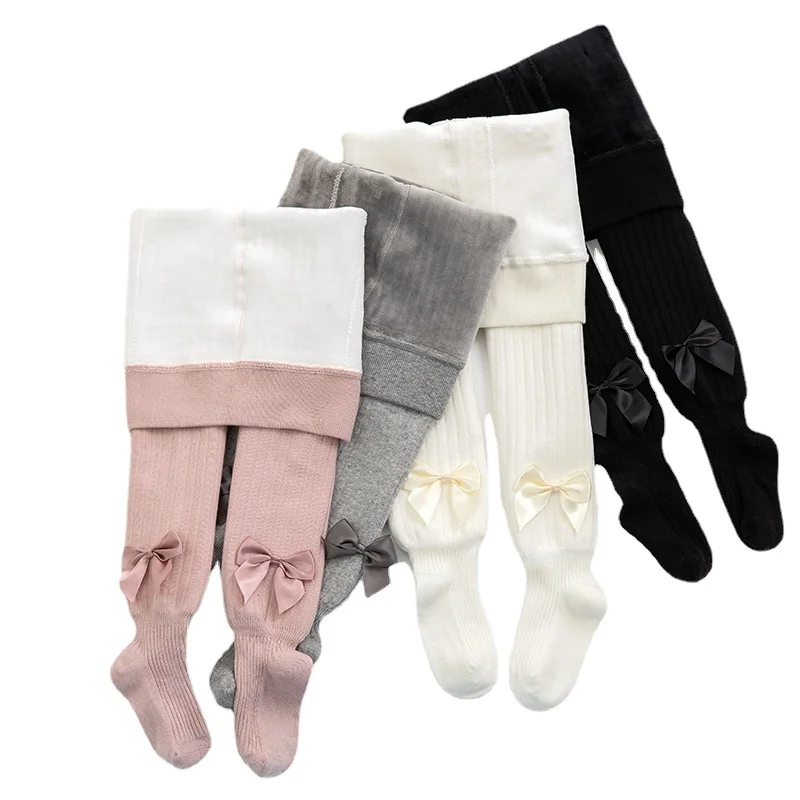 Wholesale price new style children plus velvet bottoming pantyhose baby girls warm thicken trousers