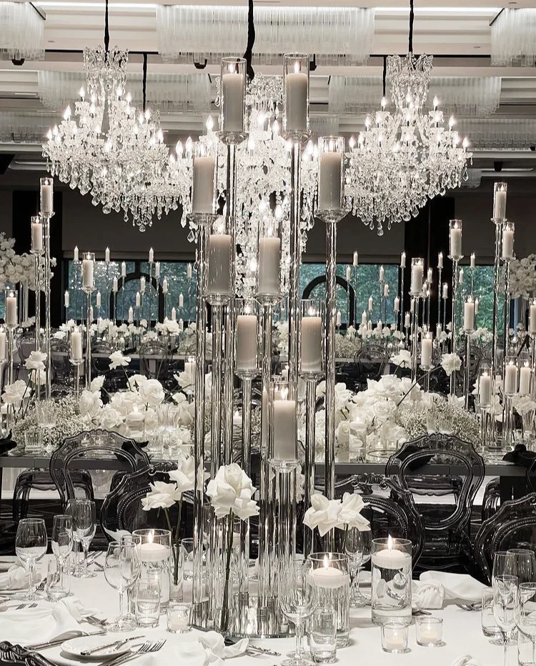 Wedding Centerpiece Clear Crystal Cluster Round Candelabra Glass Tube Candle Holder 10 Arms