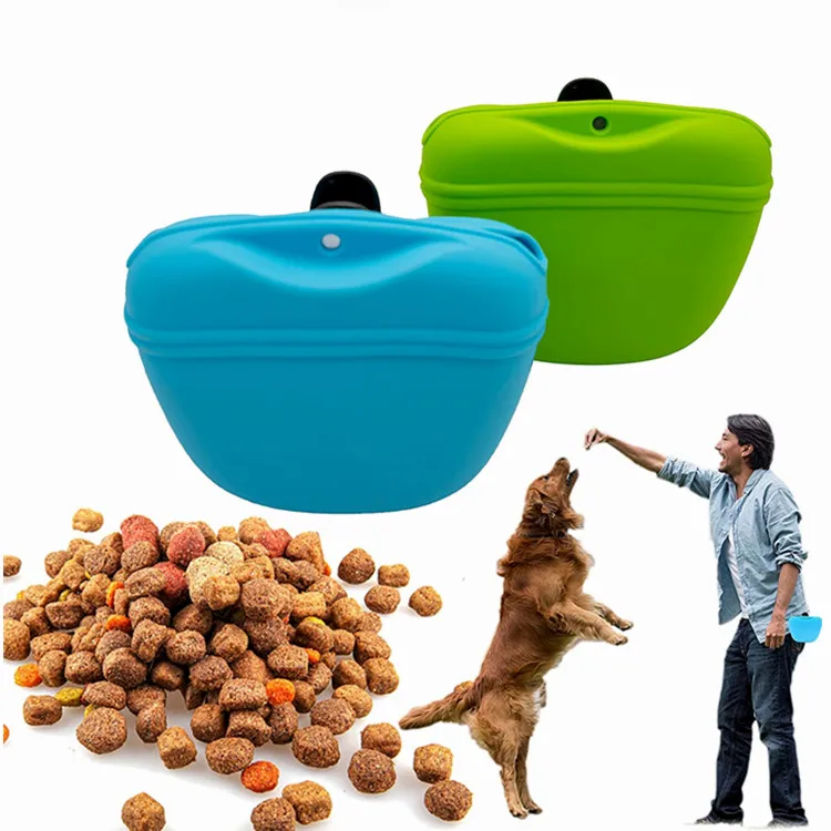 Portable Outdoor Silicone Dog Treat Pouch bag Hands Free Pet Training Waist Bag