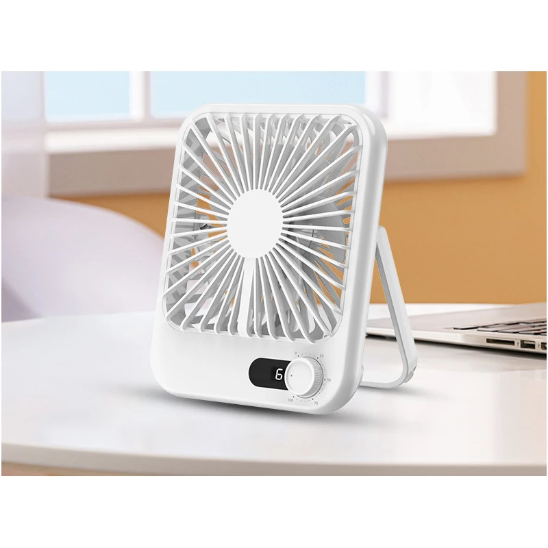 2024 New Battery Powered Fan Rechargeable Table Fan Multiple Wind Speed Gear Adjustment LED Display Desktop Fan