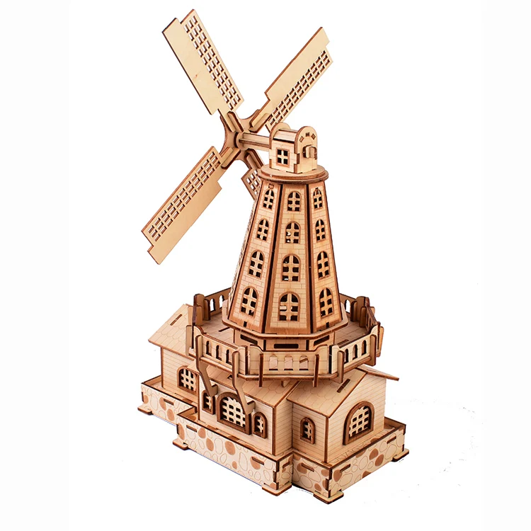complex paper diy educational lifestyle windmill house tower 3d puzzle for children