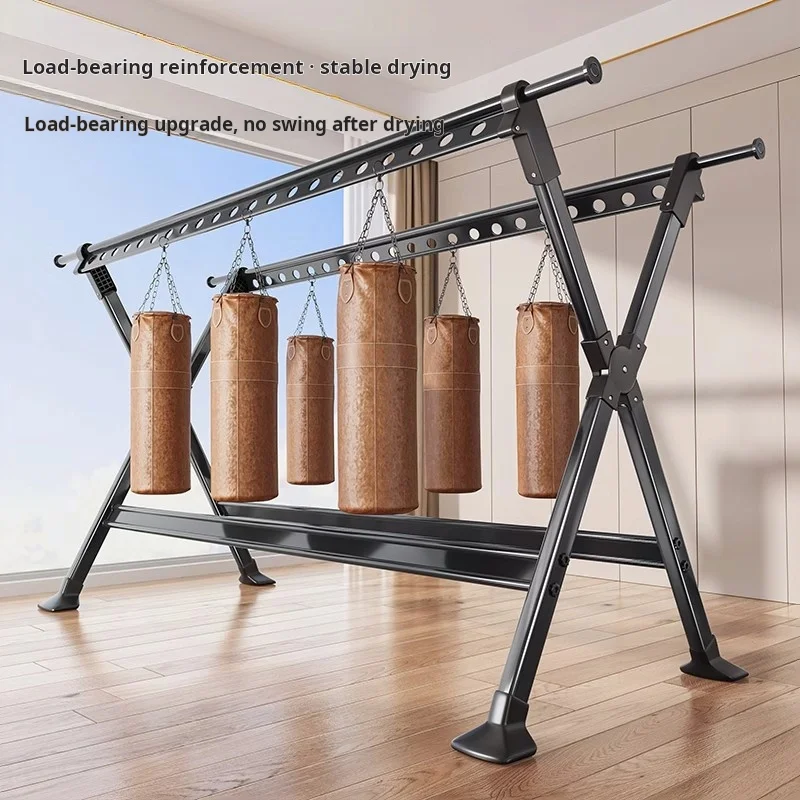 Clothes Hanger Indoor/Outdoor Telescopic Drying Rack Sandbar Floor-to-Ceiling Folding Balcony Stand Quilt Artifact Coat Stand