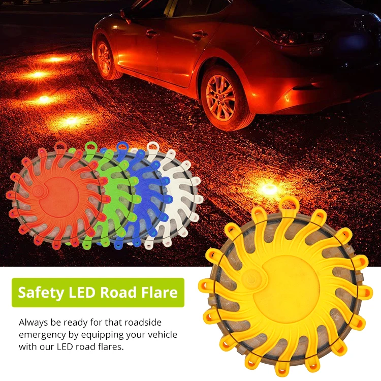 16 LED Small Size Vehicle Emergency Road Traffic Strobe Light Safety LED Warning Flare with Magnet Pulsar