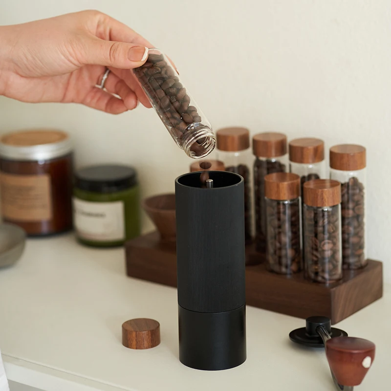 SIYUE 6 tubes 20g coffee bean Wholesale  Cork Holder Coffee Pod Rack Wine Cellars Kitchens Wooden Set Glass Storage Tubes 2341